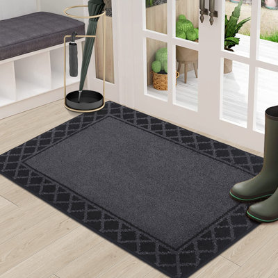 Indoor Door Mat Dirt Resistant and Absorbent, Non-Slip Rubber Backing Floor Mats, Easy Clean Low-Profile Doormat for Entryway, Front Door, and Inside Entrance