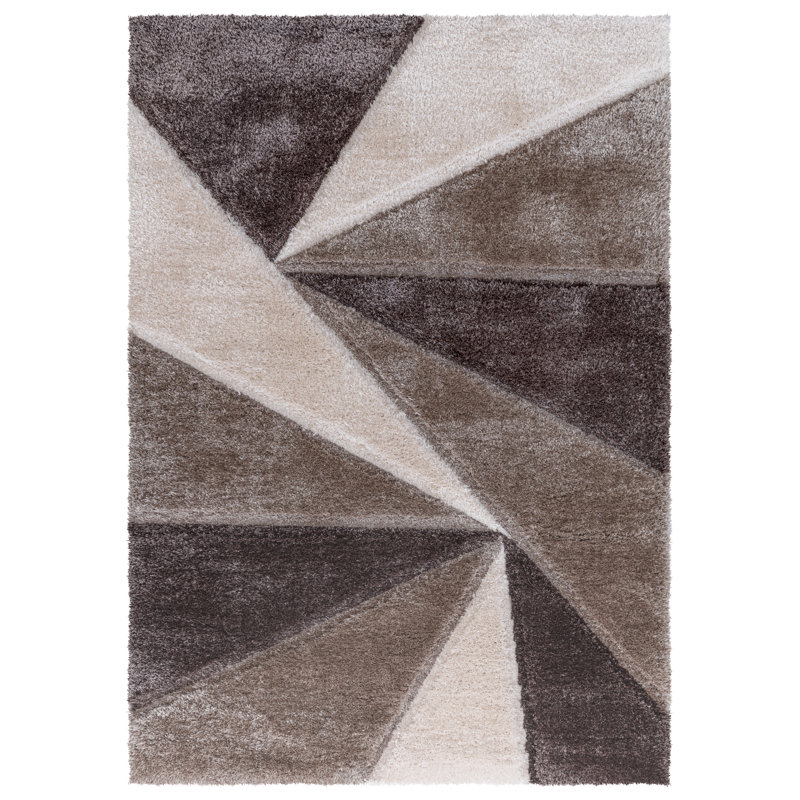 Todi Rug Carpet Runner Mat Geometric Machine Tufted Shag Indoor / Outdoor Area Rug, Rectangle 1'11.6" x 3'7.3"
