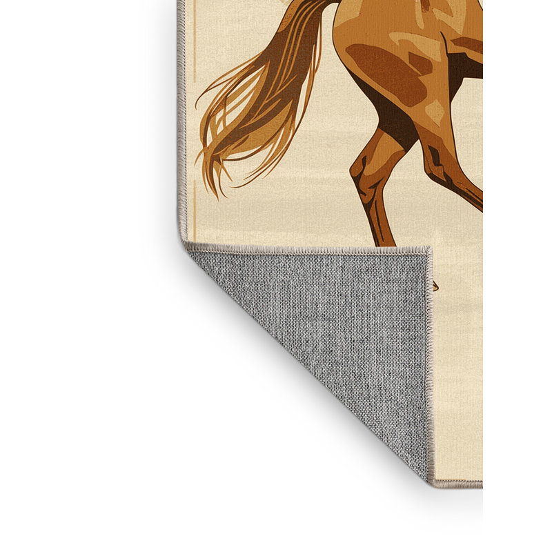 Machine Washable Cain Equestrian Dressage Posh & Luxe Rug in Beige – Beige Binding, 2x5
