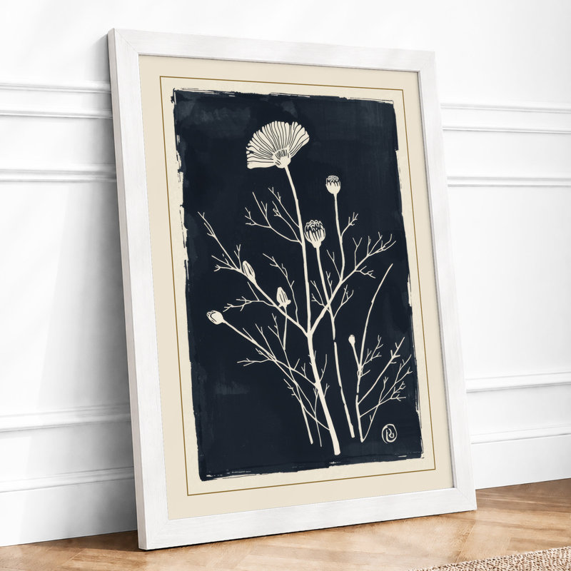 Study in White Botanical - Framed Print, A3 - 42.0 x 29.7 cm, White