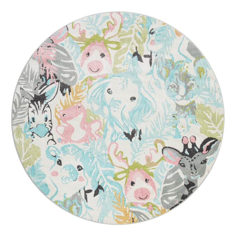 Tapis pour enfant Unique Loom Peekaboo Whimsy, Rond 7 pi 10 po