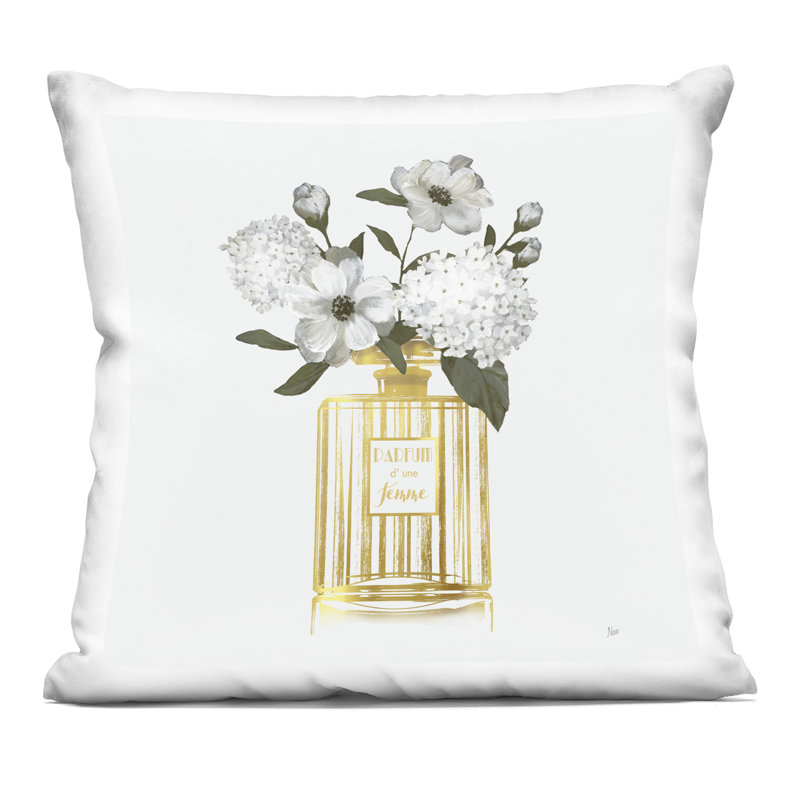Coussin décoratif Ferns & Leaves on Black Design par Phillipa Katz, Pink/Ivory/Green, Carré 18 po