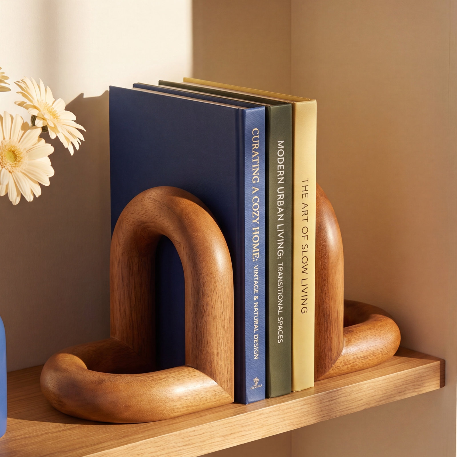 Zeppelin Wood Loopy Bookends, Brown