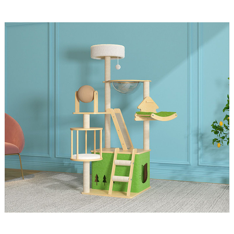 56.3" Green Manufactured Wood Cat Tree