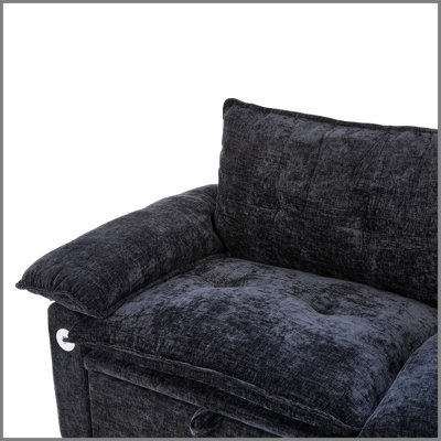 Canapé-lit convertible 73 po en velours noir avec matelas coulissant