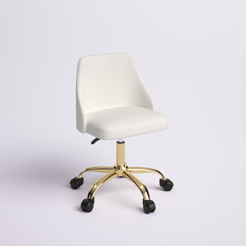 Chaise de bureau Lynly, Or, Blanc