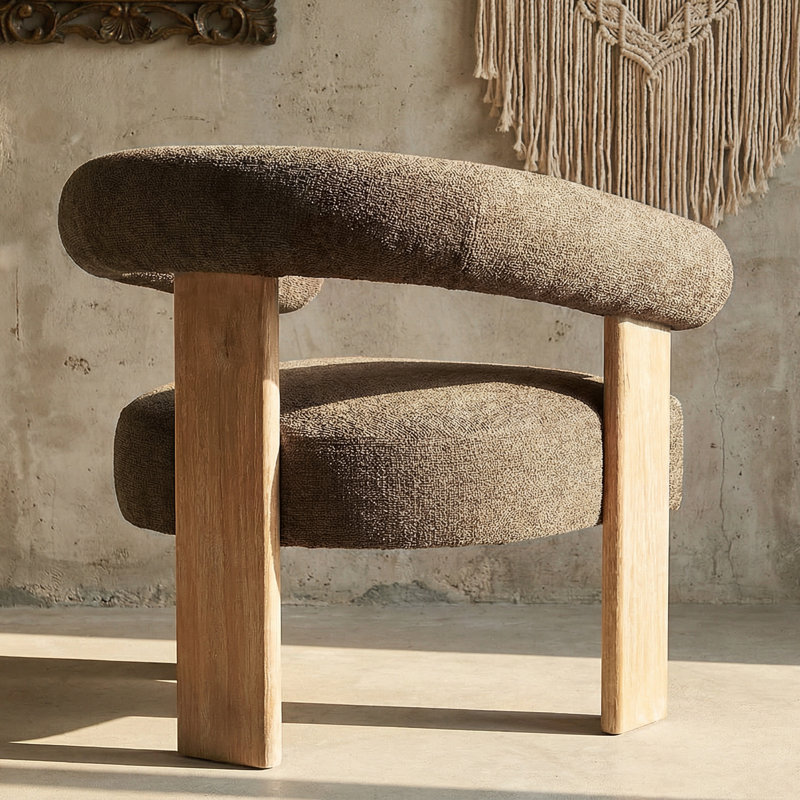Chaise avec accoudoirs rembourrée Mamanbai, Brun