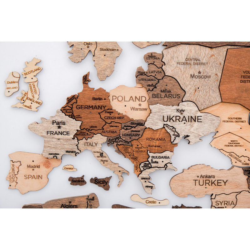Wooden World Map, Wall Decor, Housewarming Gift, Christmas Gift for Couple, 35" H x 59" W x 0.47" D, Multicolor