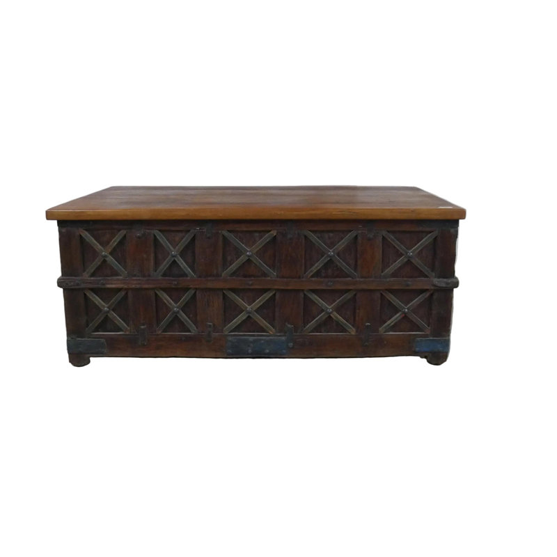 Rustic Ranch Style Antique Teak Wood Chest Extra Large Coffee Table