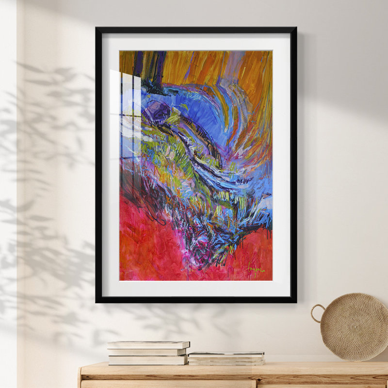 Vibrant Flow II -Framed Print, 28.5" H x 20.5" W, Black