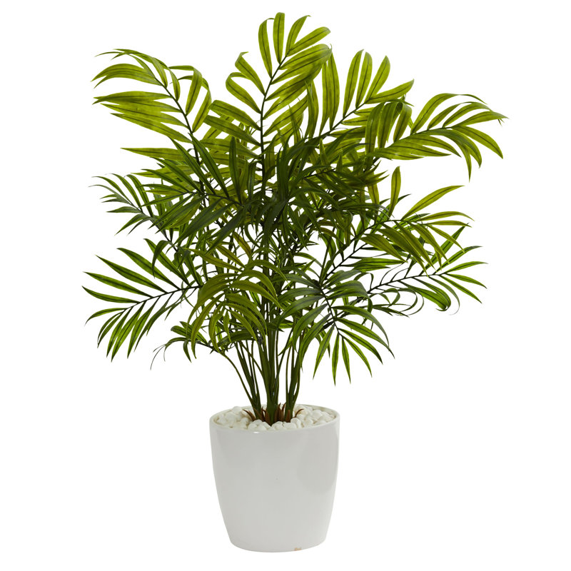 19.5 " H Faux Palm Plant in Ceramic Planter