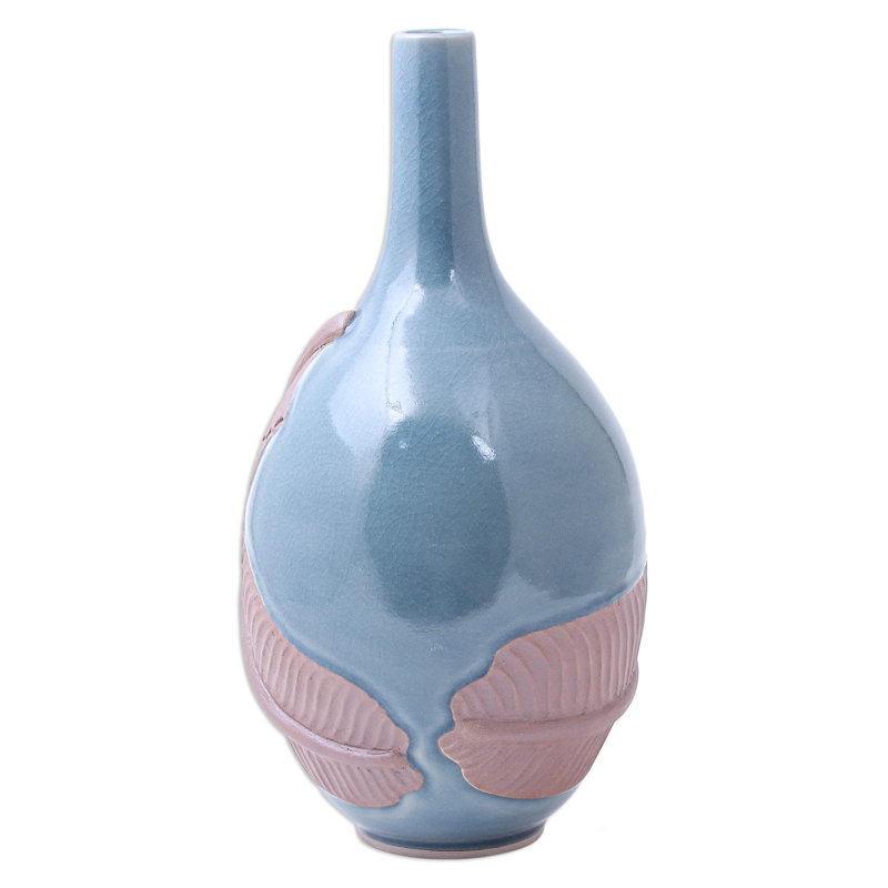 Vase de table en céramique fabriqué à la main en bleu / brun Balys