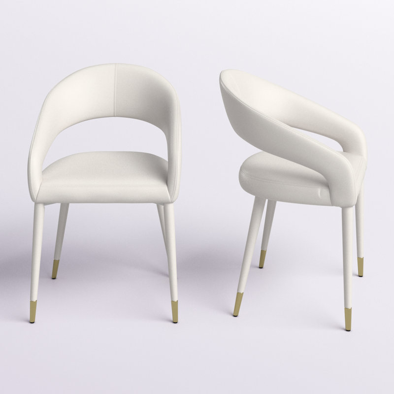 Crowson 19'' H Faux Leather Upholstered Armchair, Cream