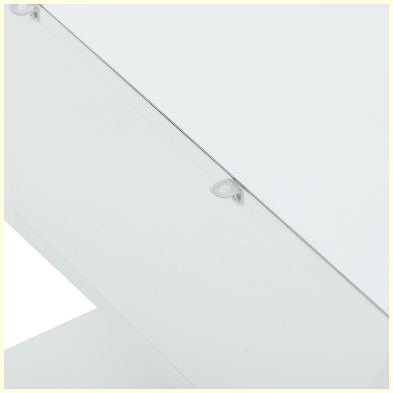 Modern Coffee Table With Tempered Glass, Wooden Cocktail Table With High-Gloss UV Surface, Modernist 2-Tier Rectangle Centre Table For Living Room