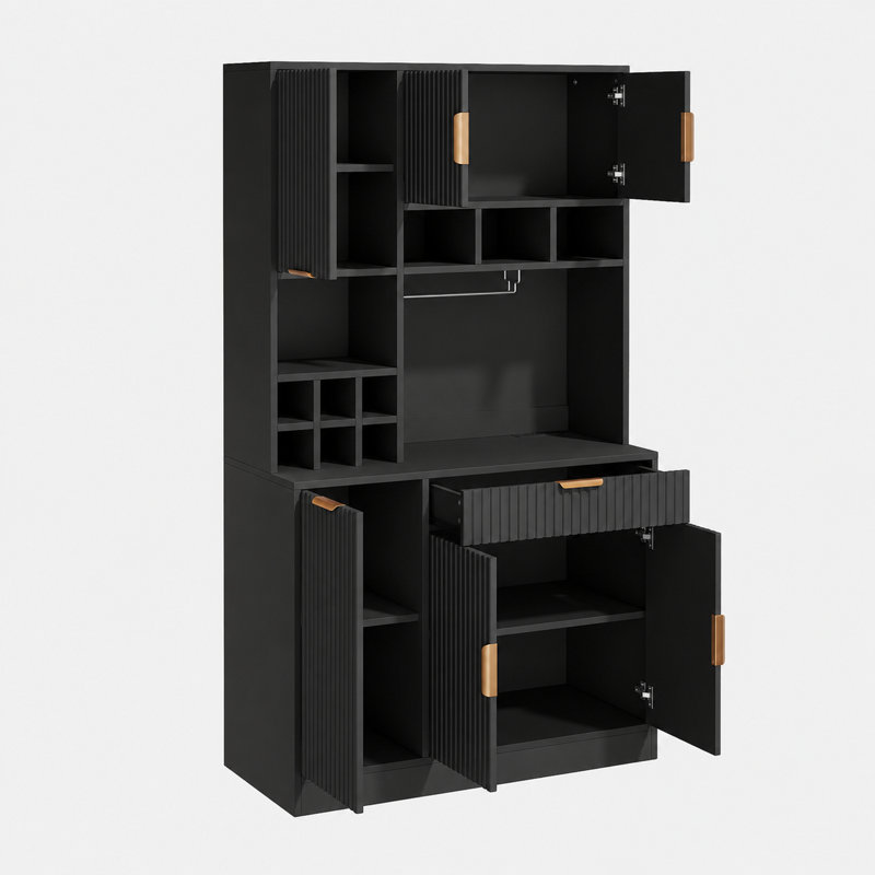175cm Kitchen Pantry, Black