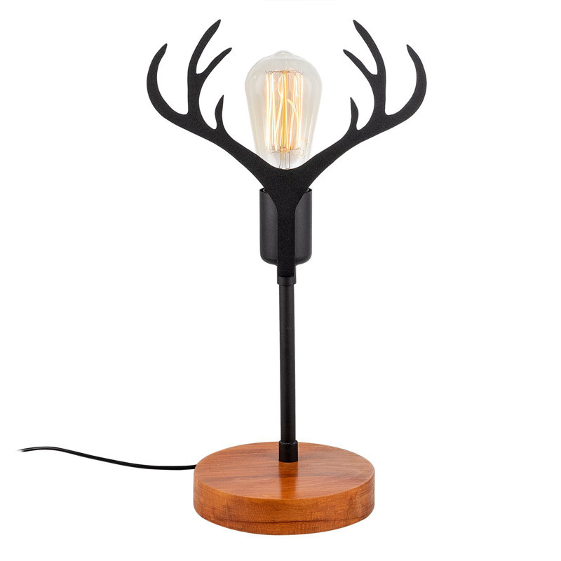 Lampe de bureau en métal Erionna, Noyer / noir