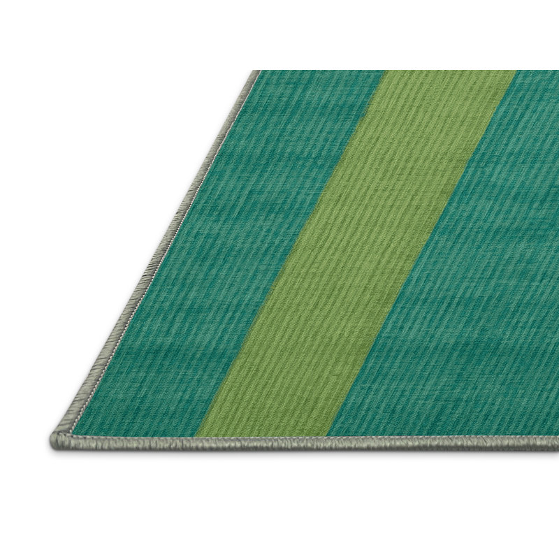 Machine Washable Checkered Green Area Rug, Rectangle 2' x 3'