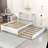 Wooden Platform Bed with Trundle and Shelves-121827141-121827143