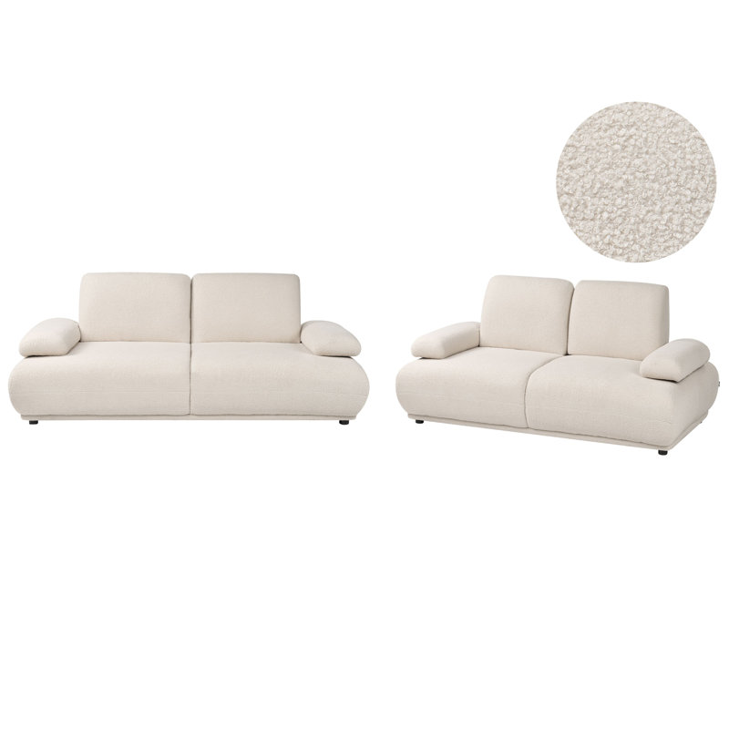Tanzima 2 Piece Boucle Standard Living Room Set, White,