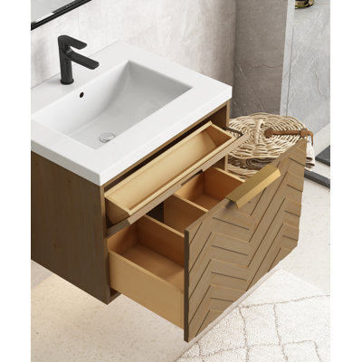 Meuble-lavabo flottant 24 po avec lavabo simple blanc Maxbano