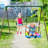 440lbs 2 Seat Swing Sets For Backyard, 1 Platform Swing And 1 Belt Swing 