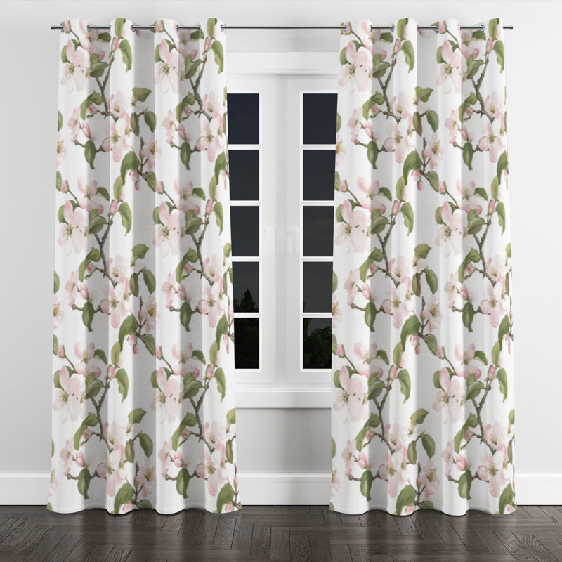 French Country Window curtains - Floral Bagdonas Grommet Curtain - 1 Panel, 52" W x 63" L, Silver Grommets