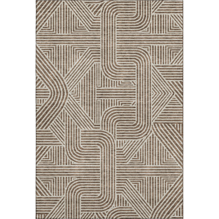 Premium Machine Washable Prisco Brown Rug