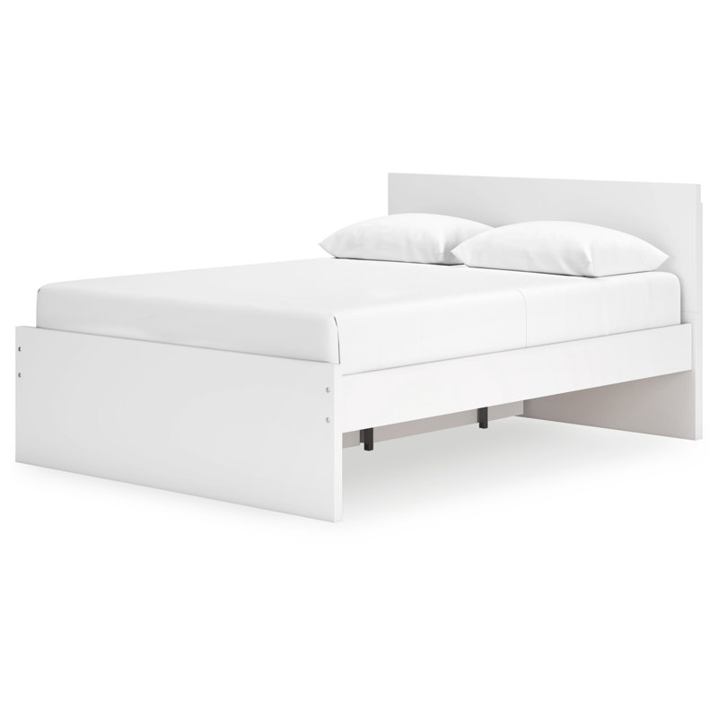 Dunagan Queen Panel Platform Bed With 1 Side Storage, White, Queen