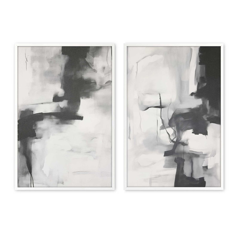 Monochrome Whisper Set of 2 Prints ,, Opaque White, 17" H x 26" W