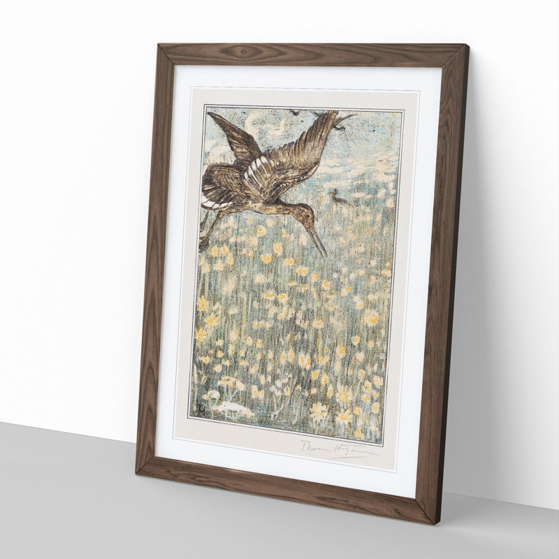 Tureluur Bird by Theo Van Hoytema - Picture Frame Painting, 48cm H x 36cm W x 2cm D, Walnut