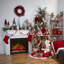 Arbre de Noël scintillant rouge et blanc en sisal-76031325