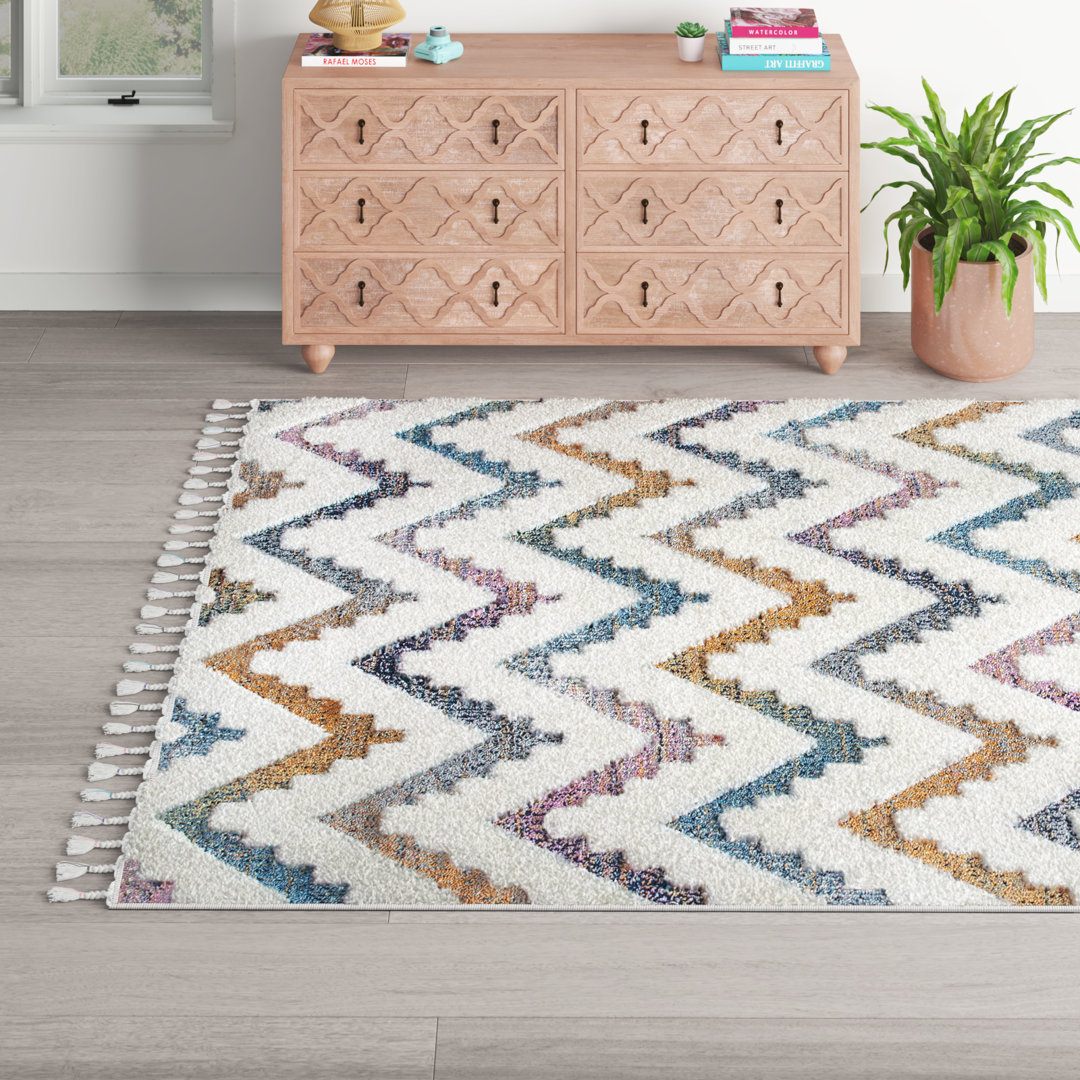 Mercedes Geometric Accent Rug for Living Room Bedroom Dining Room Nursery Entryway, Ivory Mistana™ Teen Rug 