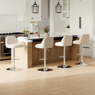 Tabouret de comptoir pivotant rembourré à hauteur réglable avec structure en métal