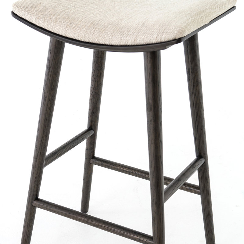 Union Wallis Belfast Solid Wood Stool, Rayon/Viscose - Essence Natural/Black Parawood, Counter Stool (26" Seat Height)