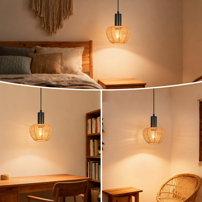  1-Light Bohemian Rattan Pendant