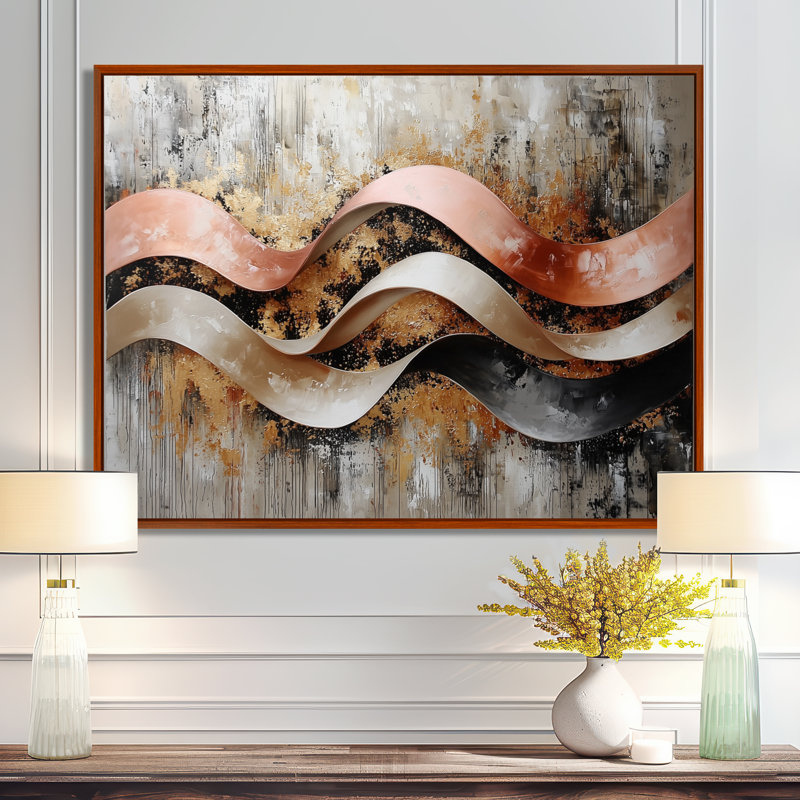 Nwamaka - Abstract Wall Art, H 30 po x l 40 po, Brun, Impression encadrée flottante