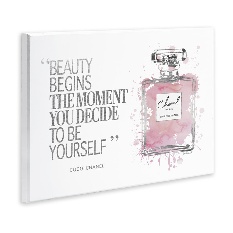 «Beauty Begins Fashion Perfume», art textuel, H 13 po x l 19 po