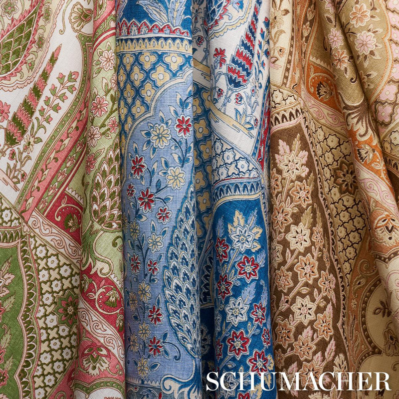 Barra Palace Fabric, Pink/Green