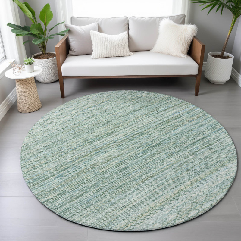Machine Washable Indoor/Outdoor Amanda ACN2150 Striped Rug, Round 8'