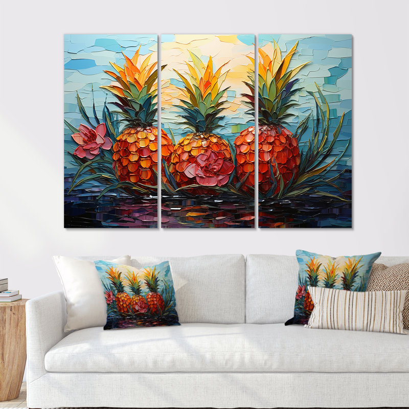 Pineapple Pond Mosaic - Pineapples, ensemble d'art sur toile, H 28 po x l 36 po
