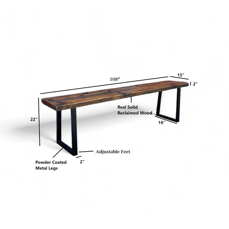 Banc trapézoïdal Timberland, H 22 po x l 108 po x P 15 po, Brun