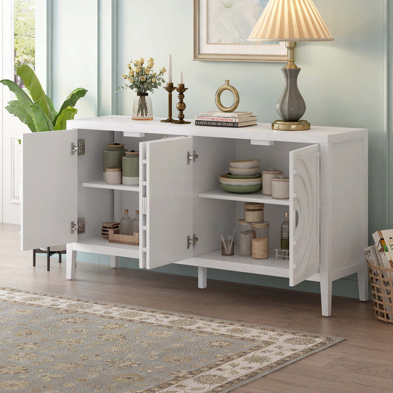 Buffet rétro avec rainure circulaire, Blanc