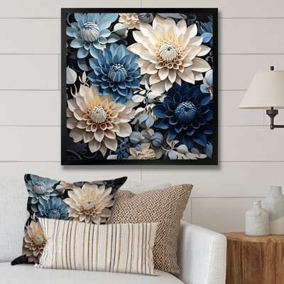 Blue And White Dahlia Blossom Delight - Dahlia Wall Decor