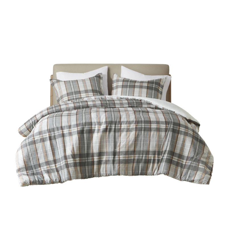 3PCS Full/Queen Plaid Duvet Cover Set