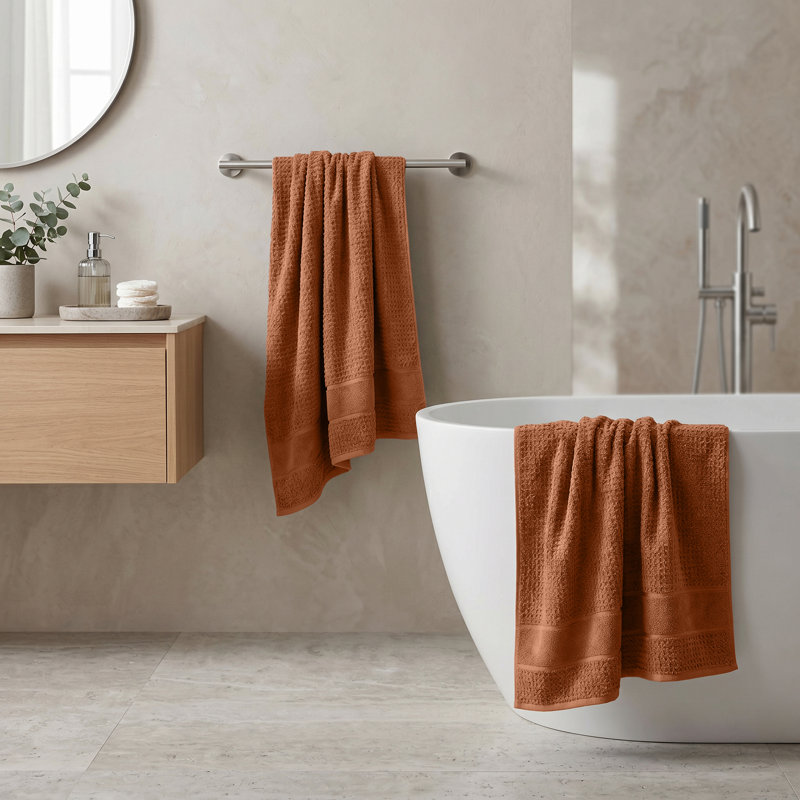 Serviette de bain 100% coton gaufré Hochman, Rouille