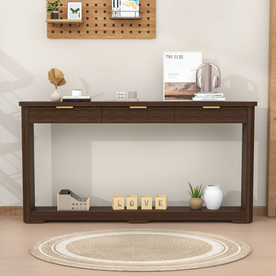 Wood Console Table with Storage Drawers