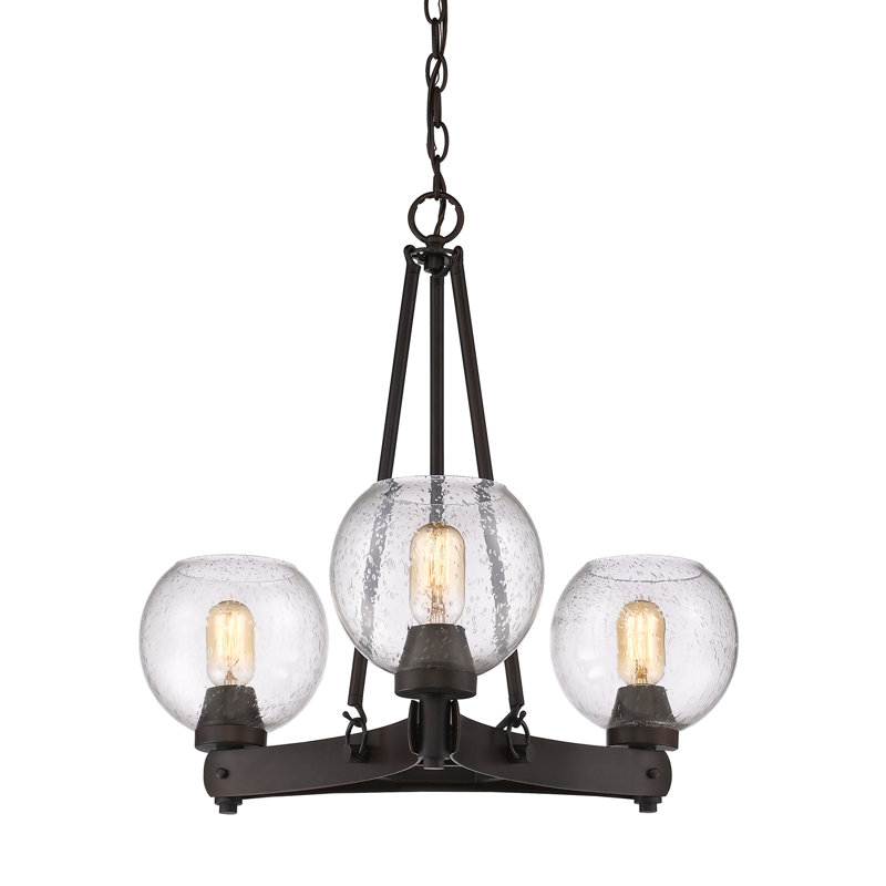 Saltash 3 - Light Steel Dimmable Round Chandelier