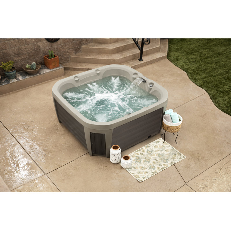Maui Hot Tub New pour 2025, 6 personnes, jet 25 SS, 110 V / 230 V, véritable chauffe-eau en acier inoxydable, belle jupe en bois synthétique améliorée, ozone, cascade et éclairage DEL