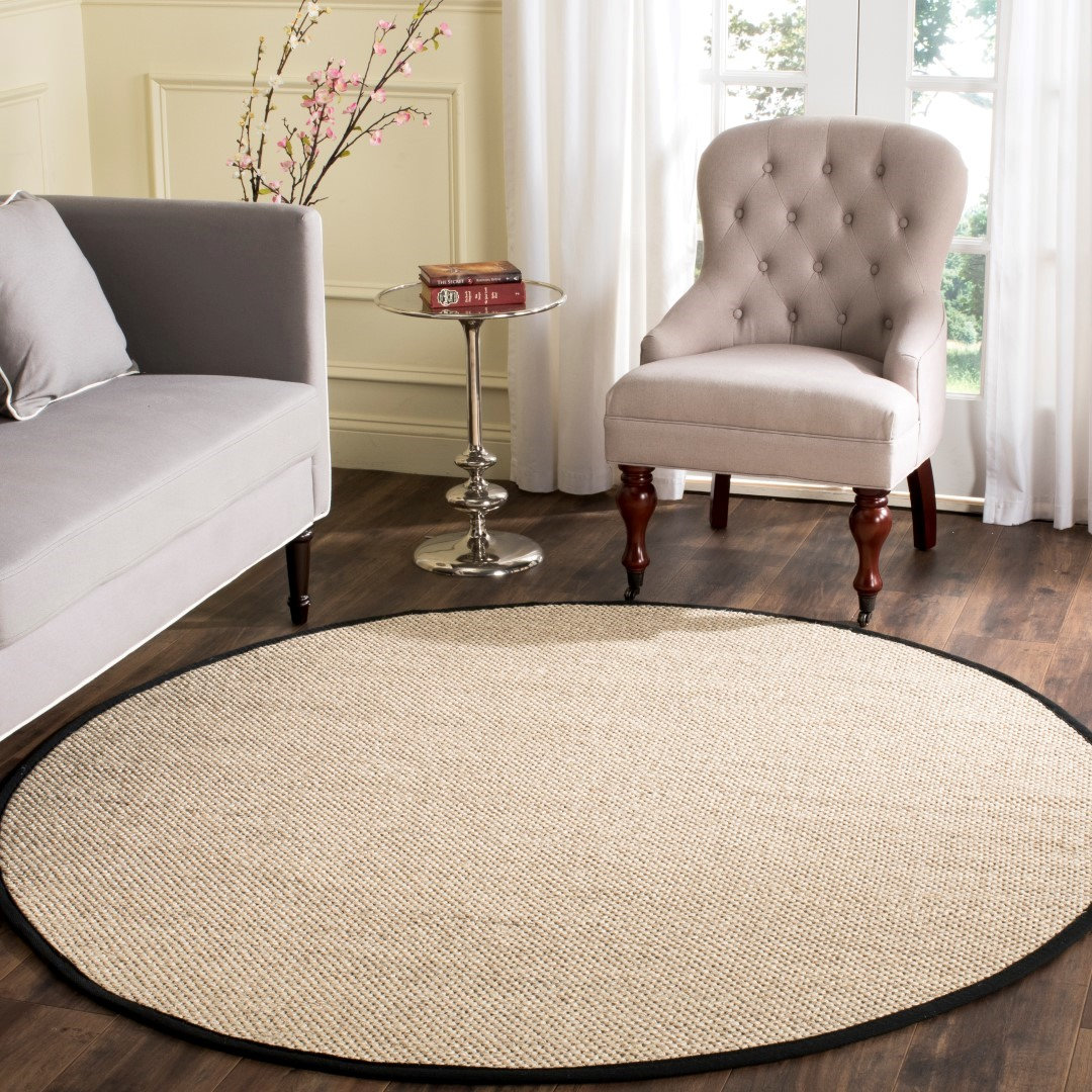 Torbin Marble Black Jute Rug, Round 3'