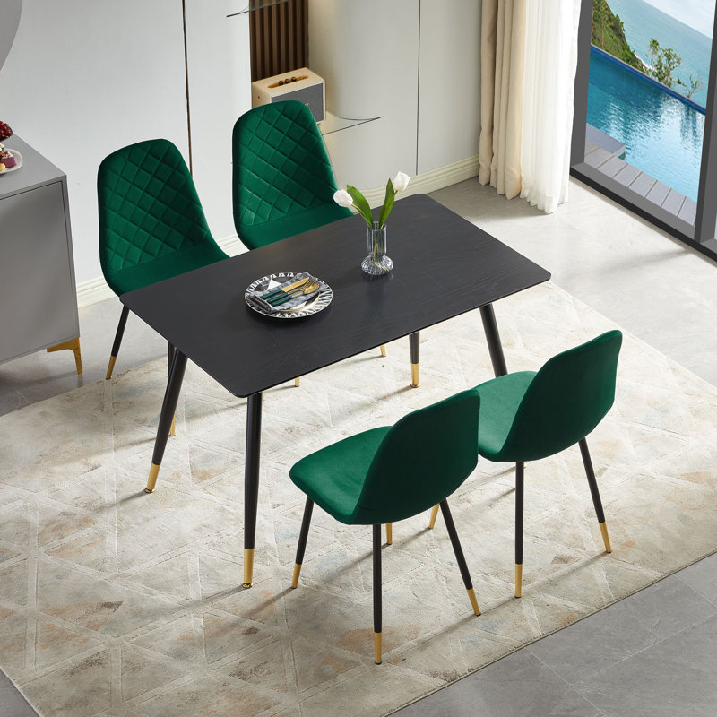 4 - Person Four Leg Dining Set, Hunter Green